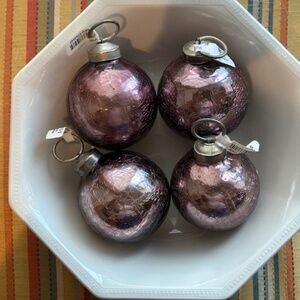 Set of 4 Vintage Amethyst-coloured Christmas Kugels